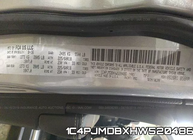 1C4PJMDBXHW520486 фото 10