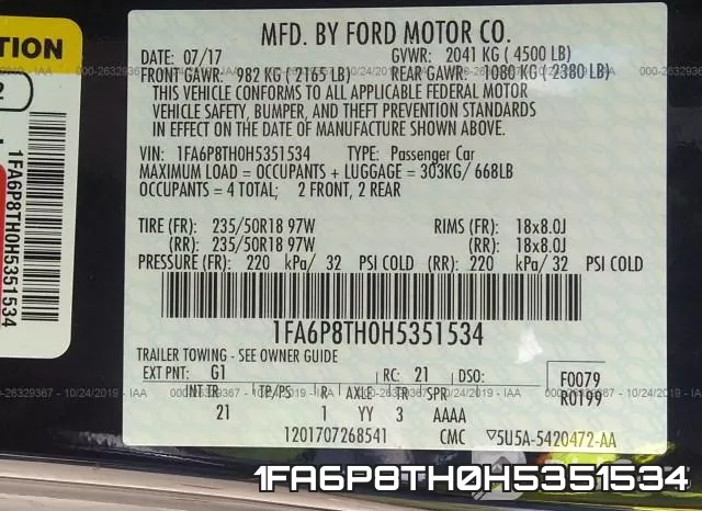 1FA6P8TH0H5351534 фото 10