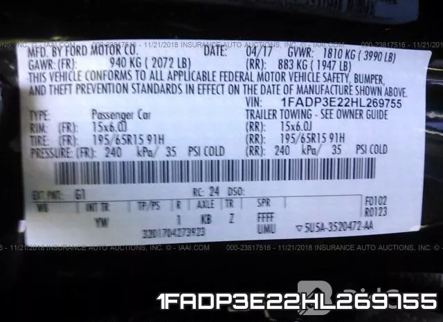 1FADP3E22HL269755 фото 10