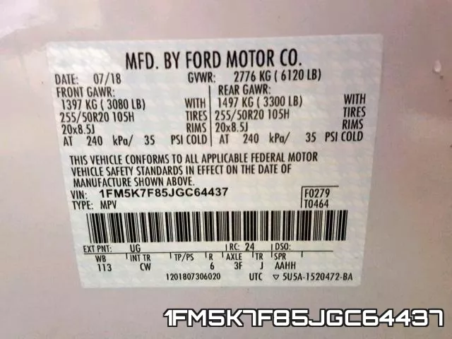 1FM5K7F85JGC64437 фото 2