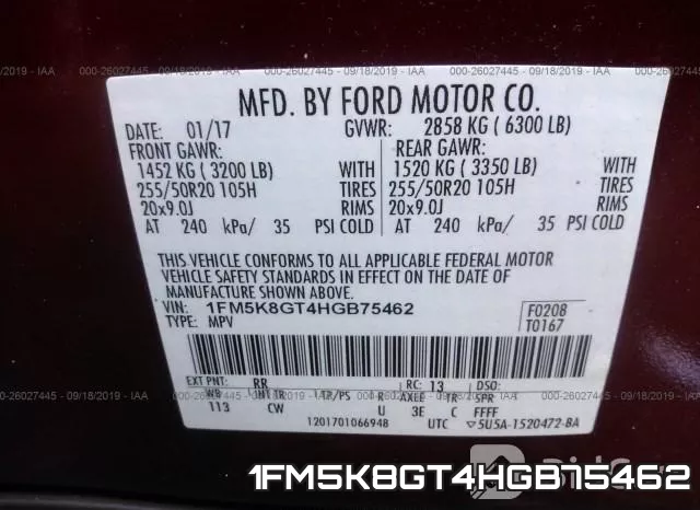 1FM5K8GT4HGB75462 фото 10