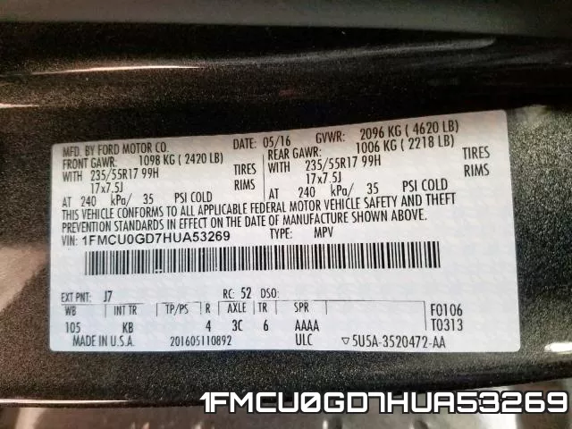 1FMCU0GD7HUA53269 фото 2
