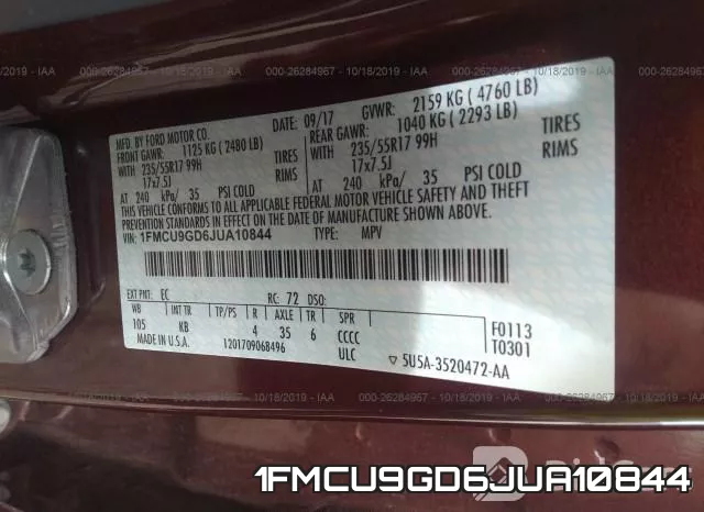1FMCU9GD6JUA10844 фото 8