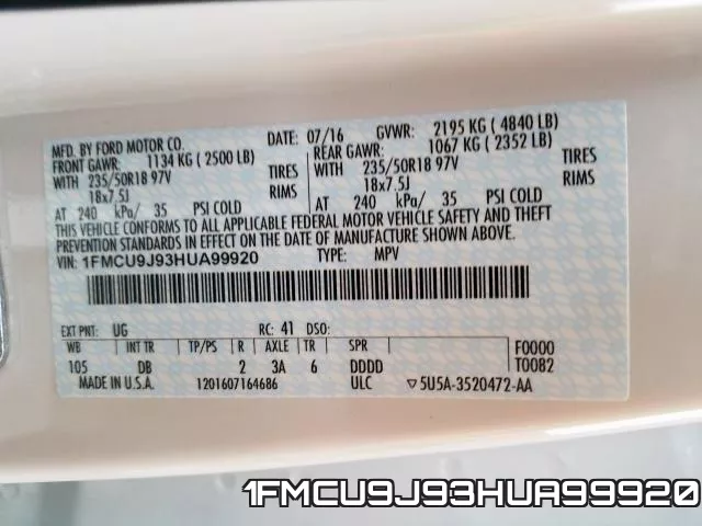 1FMCU9J93HUA99920 фото 2