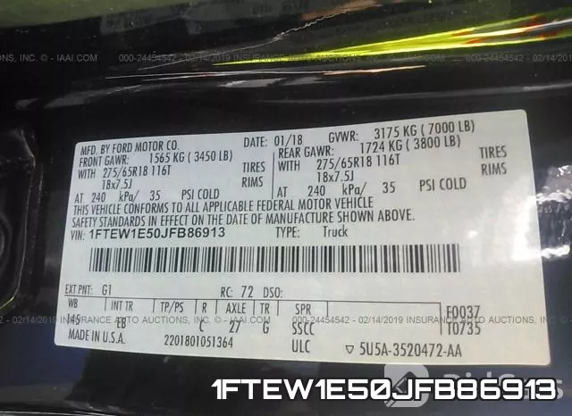 1FTEW1E50JFB86913 фото 10