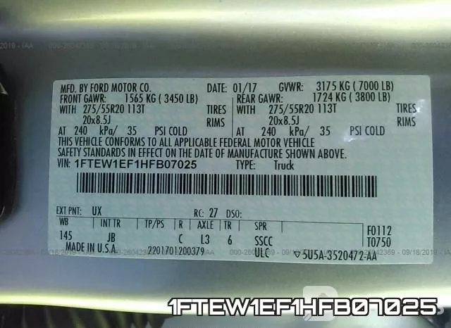 1FTEW1EF1HFB07025 фото 10