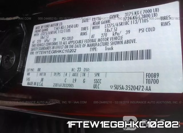 1FTEW1EG8HKC10202 фото 8