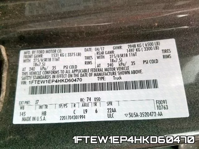 1FTEW1EP4HKD60470 фото 2