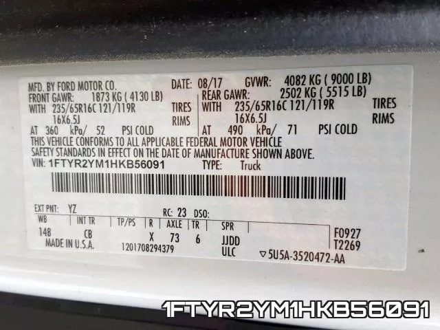 1FTYR2YM1HKB56091 фото 2