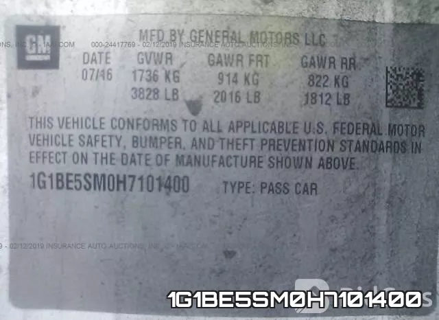 1G1BE5SM0H7101400 фото 10