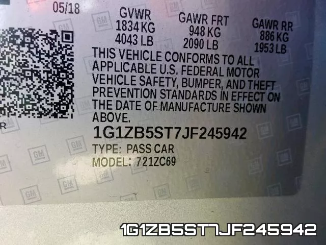 1G1ZB5ST7JF245942 фото 2