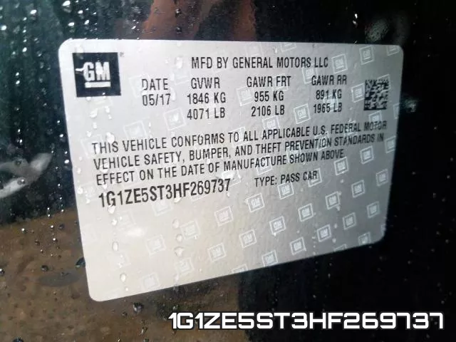 1G1ZE5ST3HF269737 фото 2