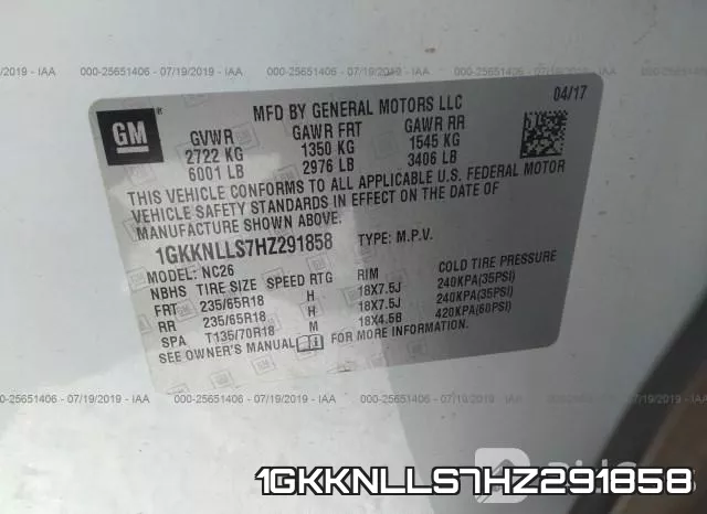 1GKKNLLS7HZ291858 фото 10