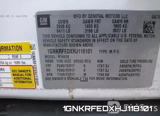 1GNKRFEDXHJ118101 фото 10