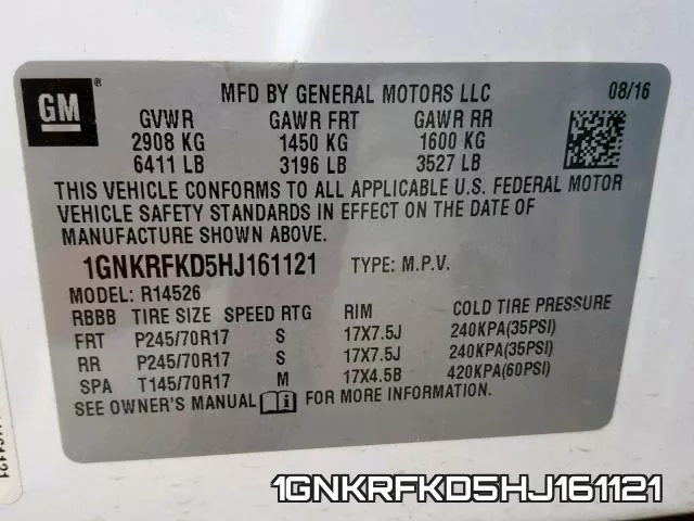 1GNKRFKD5HJ161121 фото 2
