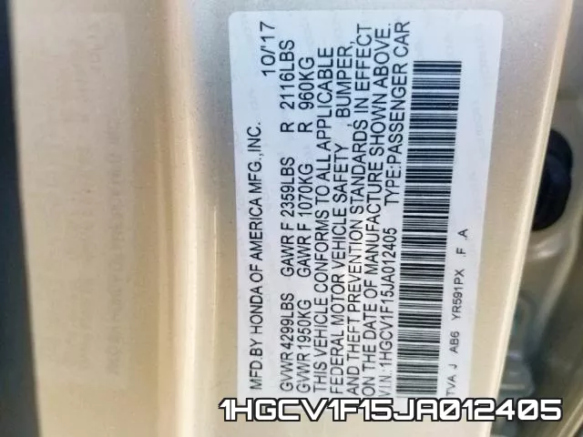 1HGCV1F15JA012405 фото 2
