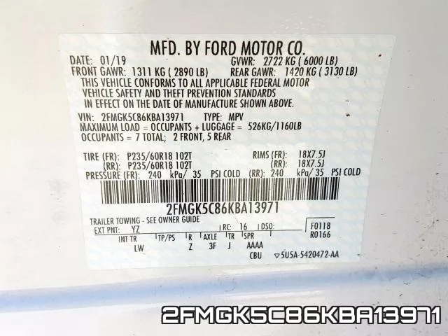 2FMGK5C86KBA13971 фото 2