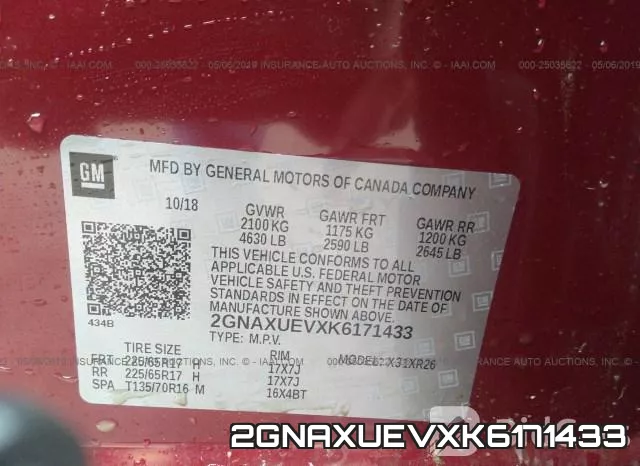 2GNAXUEVXK6171433 фото 10