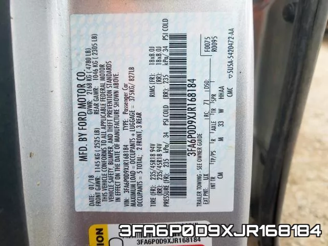 3FA6P0D9XJR168184 фото 2