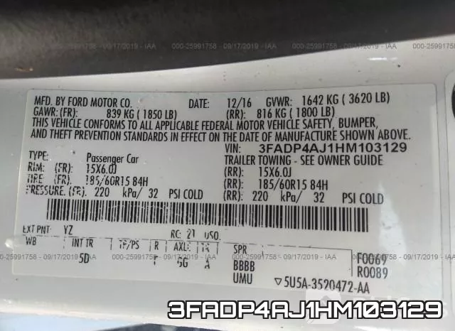3FADP4AJ1HM103129 фото 9