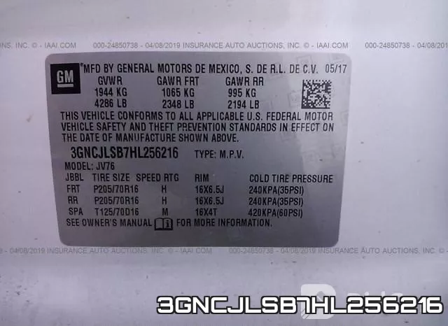 3GNCJLSB7HL256216 фото 10