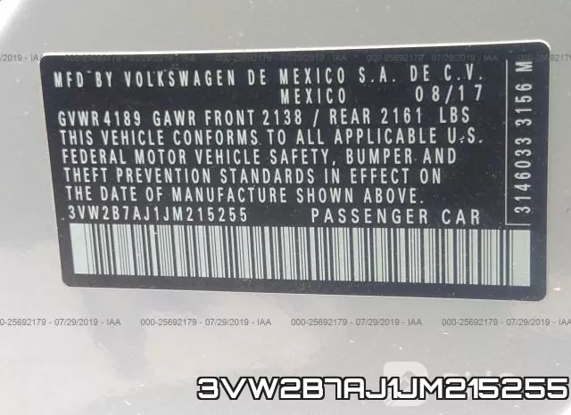3VW2B7AJ1JM215255 фото 10