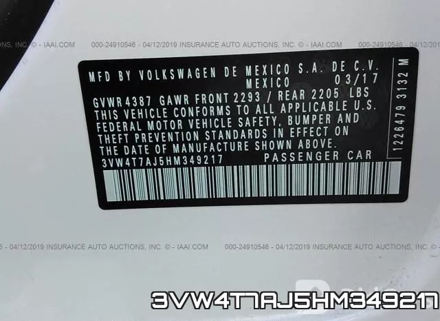 3VW4T7AJ5HM349217 фото 10