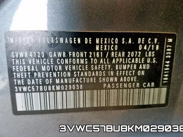 3VWC57BU8KM029038 фото 2