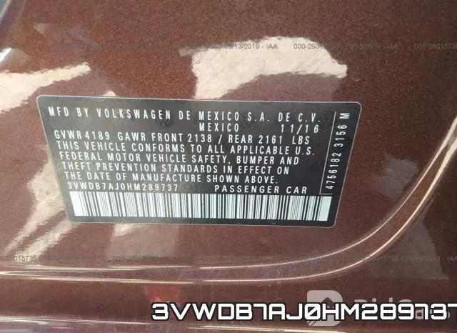 3VWDB7AJ0HM289737 фото 7