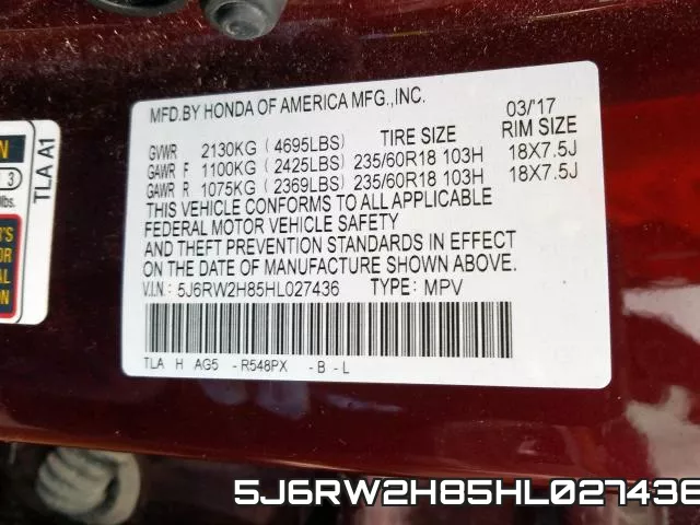 5J6RW2H85HL027436 фото 2