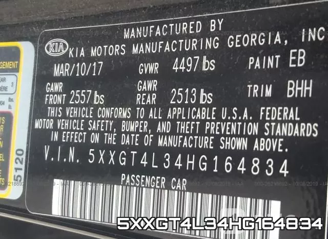 5XXGT4L34HG164834 фото 10