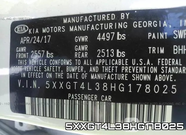 5XXGT4L38HG178025 фото 10