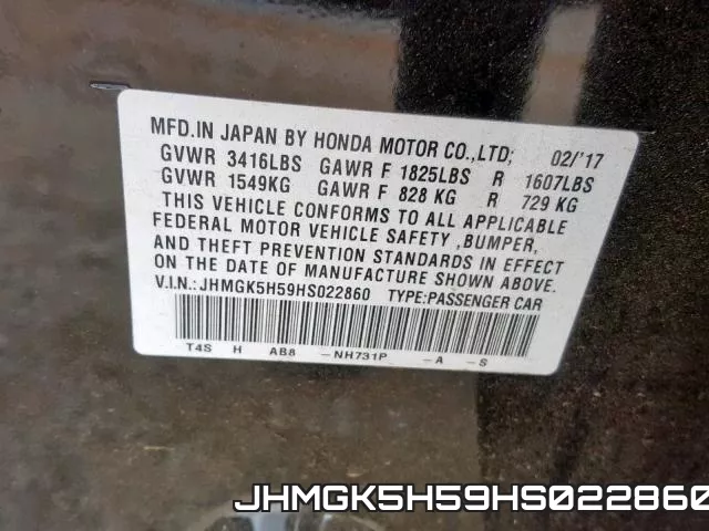 JHMGK5H59HS022860 фото 2