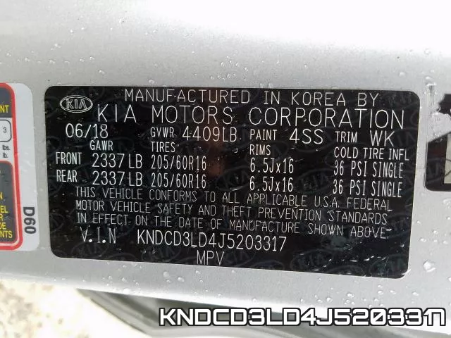 KNDCD3LD4J5203317 фото 2