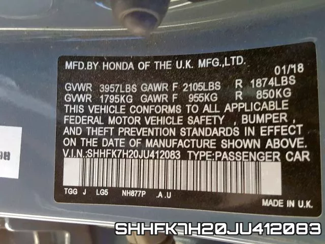 SHHFK7H20JU412083 фото 2