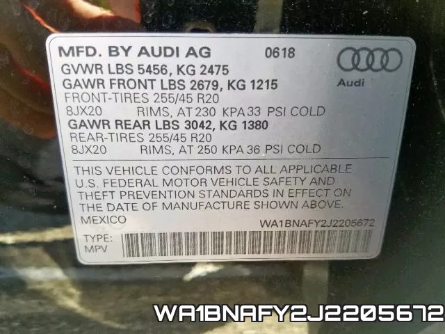 WA1BNAFY2J2205672 фото 2