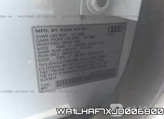 WA1LHAF7XJD006800 фото 6