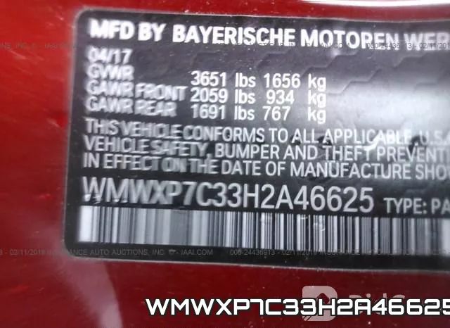 WMWXP7C33H2A46625 фото 10