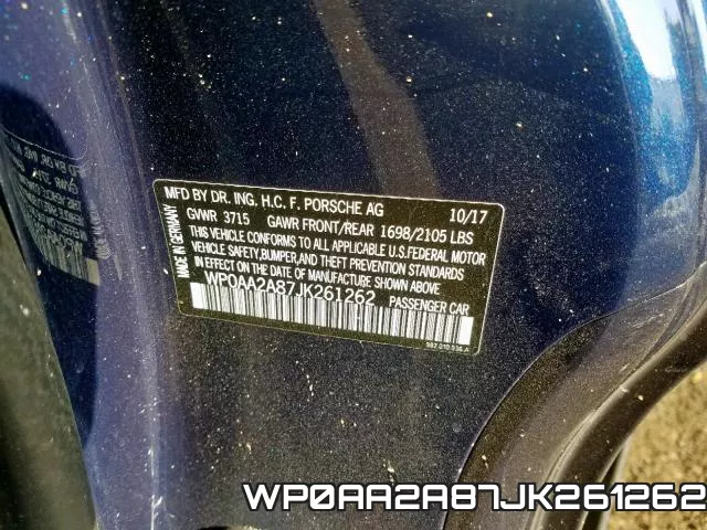 WP0AA2A87JK261262 фото 2