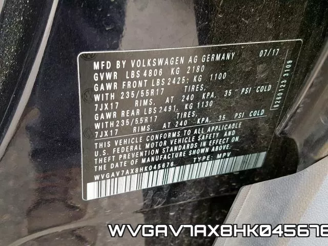 WVGAV7AX8HK045676 фото 2