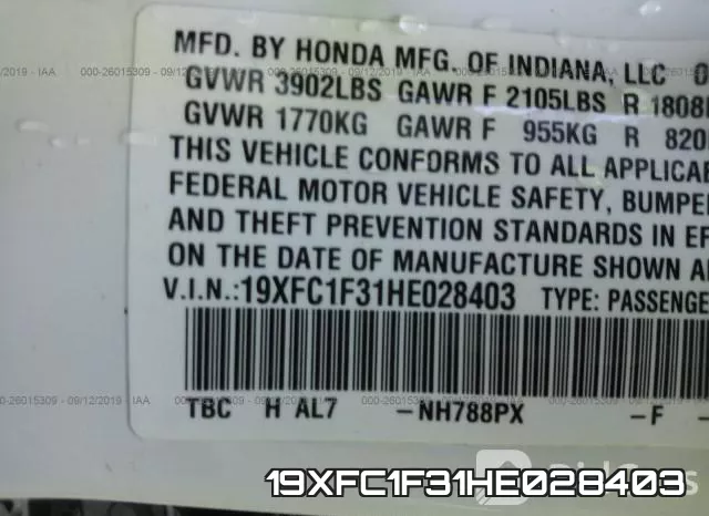 19XFC1F31HE028403 фото 9