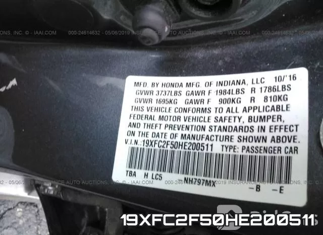 19XFC2F50HE200511 фото 10
