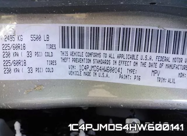 1C4PJMDS4HW600141 фото 10