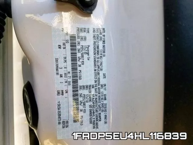 1FADP5EU4HL116839 фото 2