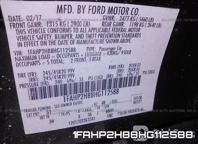 1FAHP2H88HG112588 фото 10
