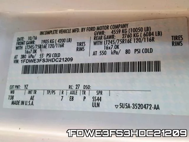 1FDWE3FS3HDC21209 фото 2