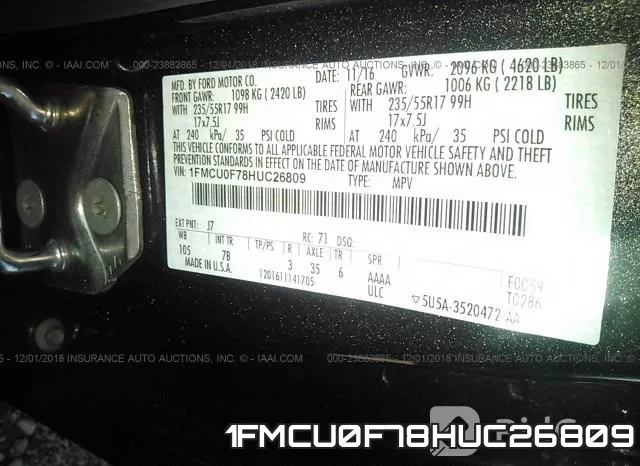 1FMCU0F78HUC26809 фото 10