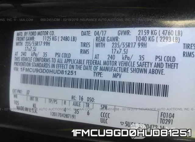 1FMCU9GD0HUD81251 фото 10