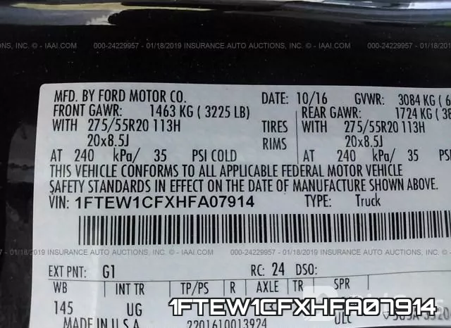 1FTEW1CFXHFA07914 фото 9