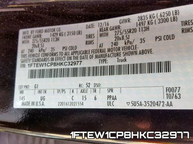 1FTEW1CP8HKC32977 фото 2